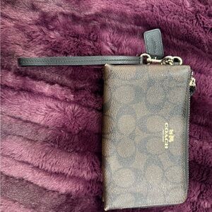 Coach Signature Brown and Black Wristlet
